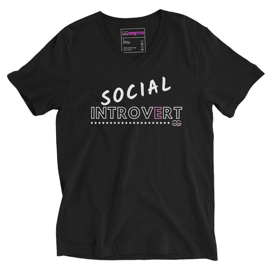 "Social Introvert" - Women's Short Sleeve V-Neck T-Shirt